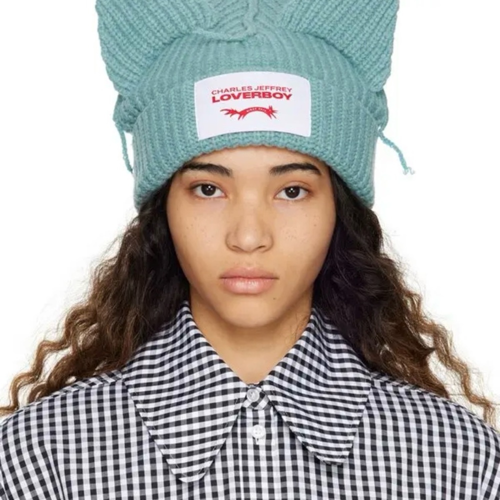 Charles Jeffery Loverboy Blue Knit Beanie Hat
